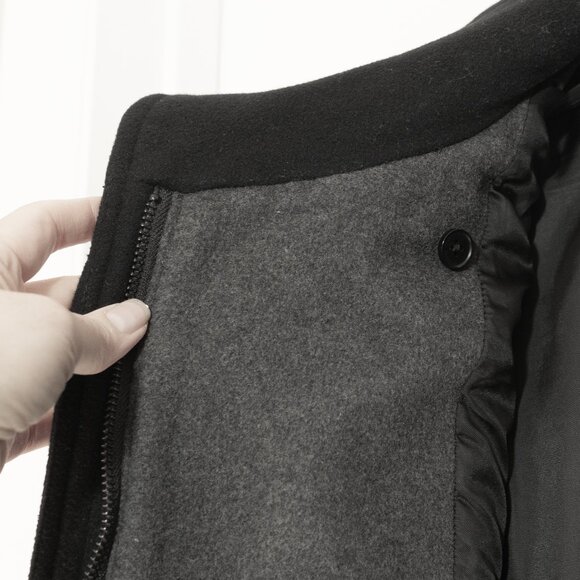 Babaton Cocoon Coat Black Cashmere Wool Funnel Neck Minimal Goth Quiet Lux Coat - Picture 8 of 16